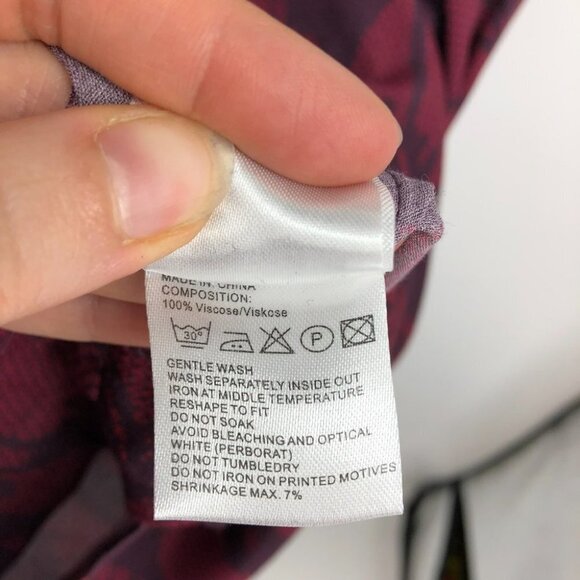 Signal Clothing maroon short sleeve midi floral winetasting Dress Danish  EU 40 - Picture 12 of 14